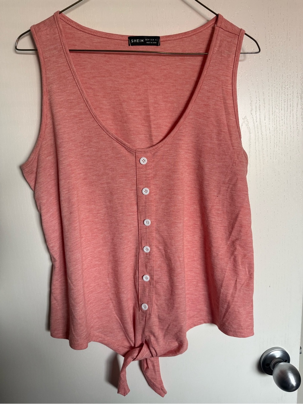 🔥2 for $10🔥SHEIN Women's Pink Button-Front Tie Tank Top Medium